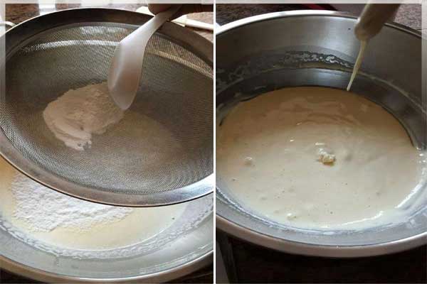 طرز تهیه کیک چینی اسفنجی: مرحله افزودن آرد